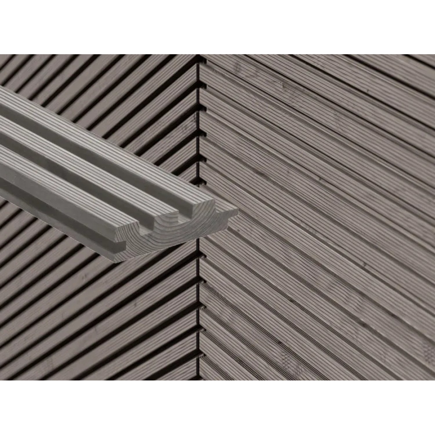 Woodtex Fassadenverkleidung Thermokiefer Grau Lackiert Vaiva-Profil