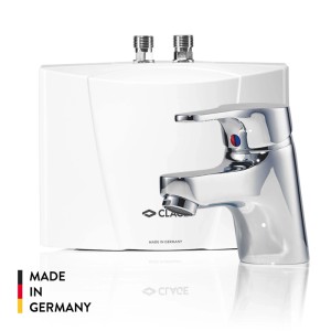 Clage Kleindurchlauferhitzer M3 mit Armatur, 3,5 kW, für Handwaschbecken, Untertischgerät.