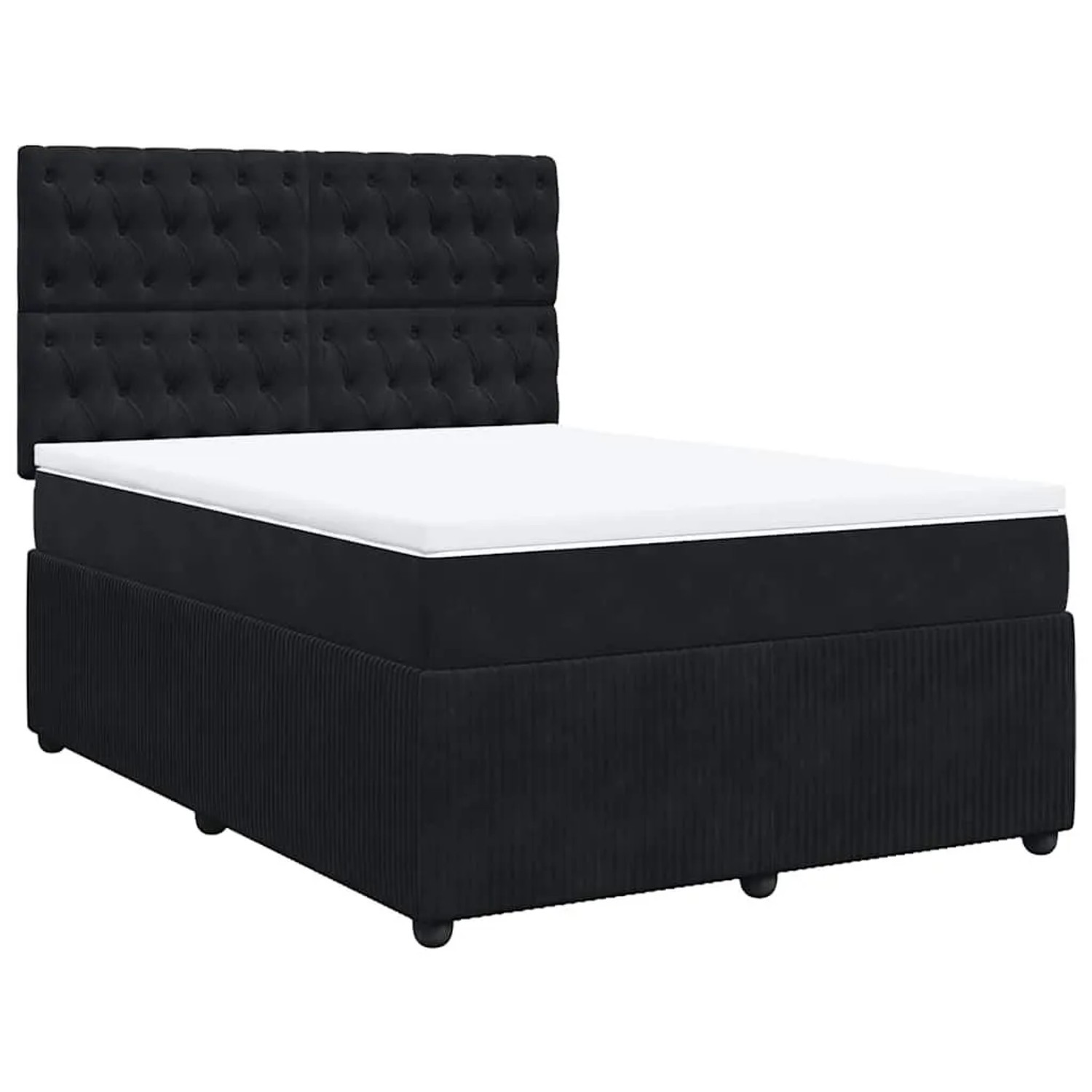 vidaXL Boxspringbett mit Matratze Schwarz 140x200 cm Samt 3294666 günstig online kaufen