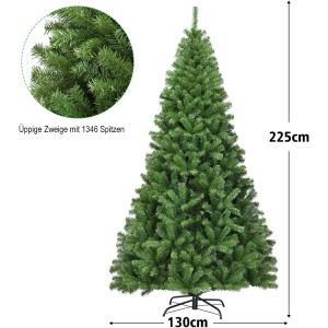 Costway künstlicher Weihnachtsbaum, 225cm hoch, mit Klappsystem und Metallständer.