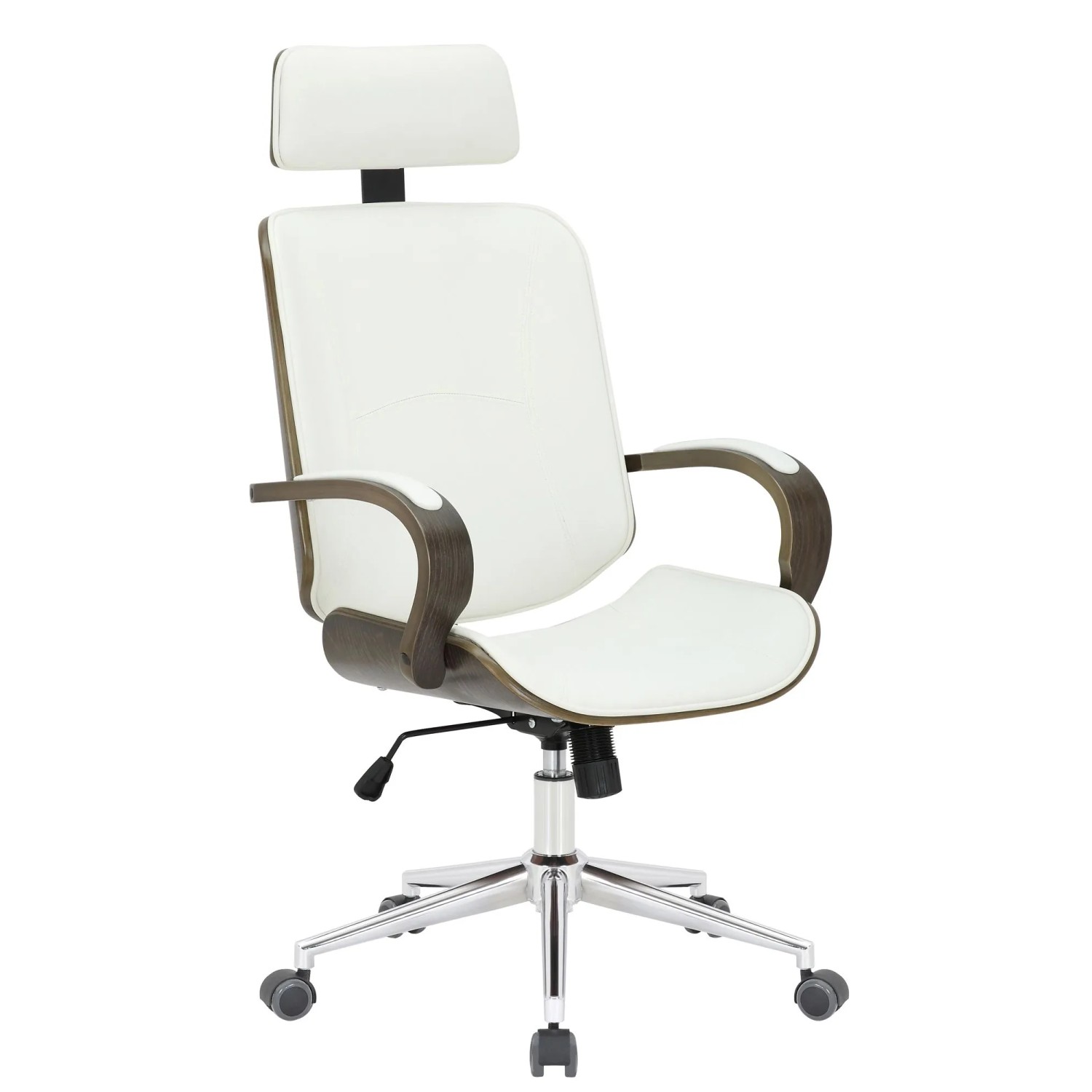 DELUKE Bürostuhl Chefsessel KINGO Grau 118x70x70 Weiß/Grau Kunstleder Metall Gestell Ergonomische Bürostühle Homeoffice Stuhl