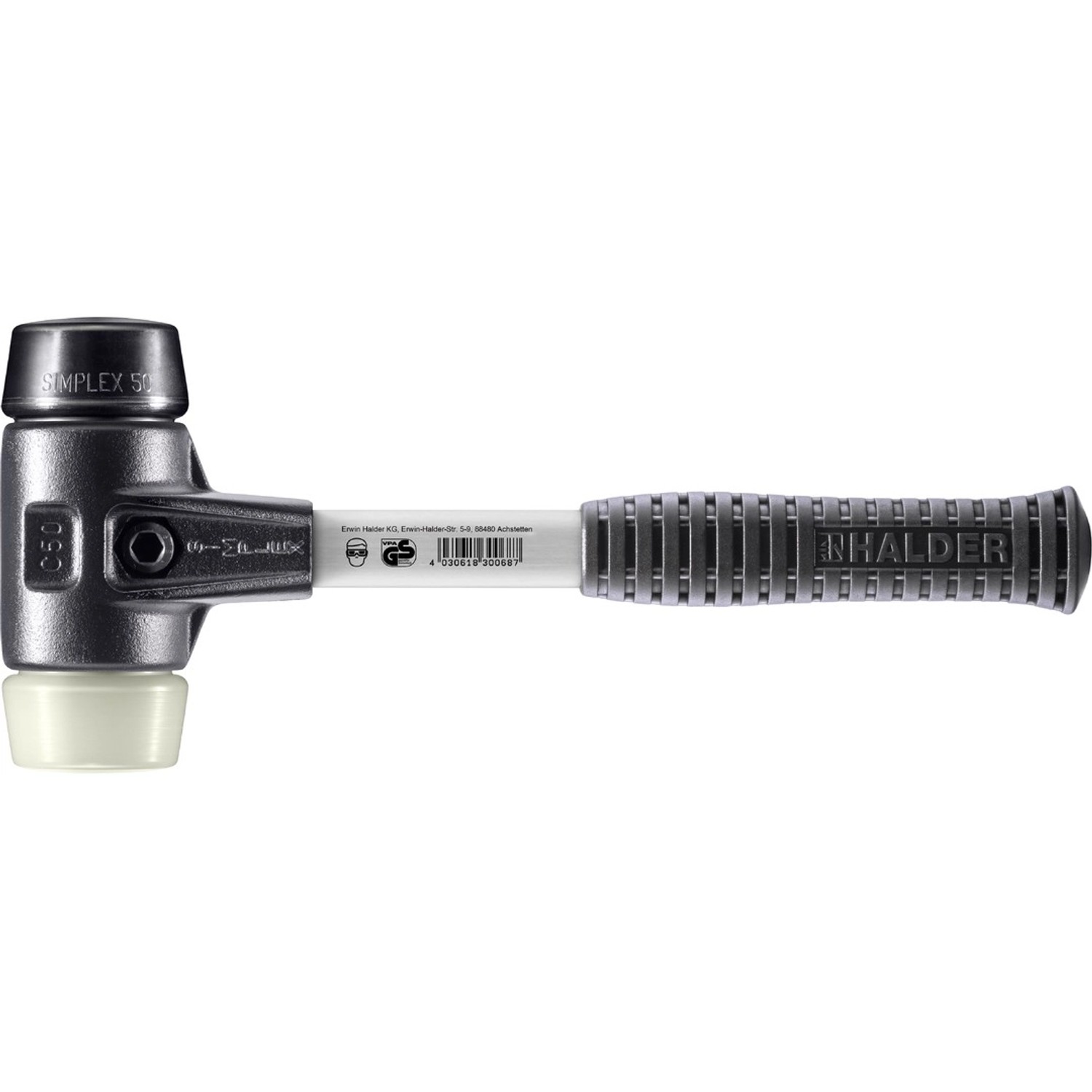 Halder Simplex Schonhammer Ø 50 mm Gummi   Nylon mit Verstärktem Temperguss günstig online kaufen
