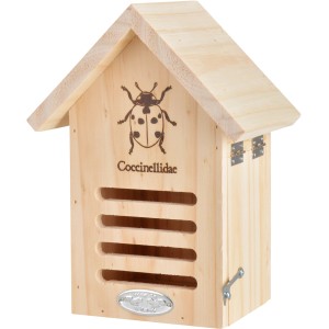 Esschert Design Marienkäferhaus aus Holz mit Silhouette für Nützlinge im Garten.