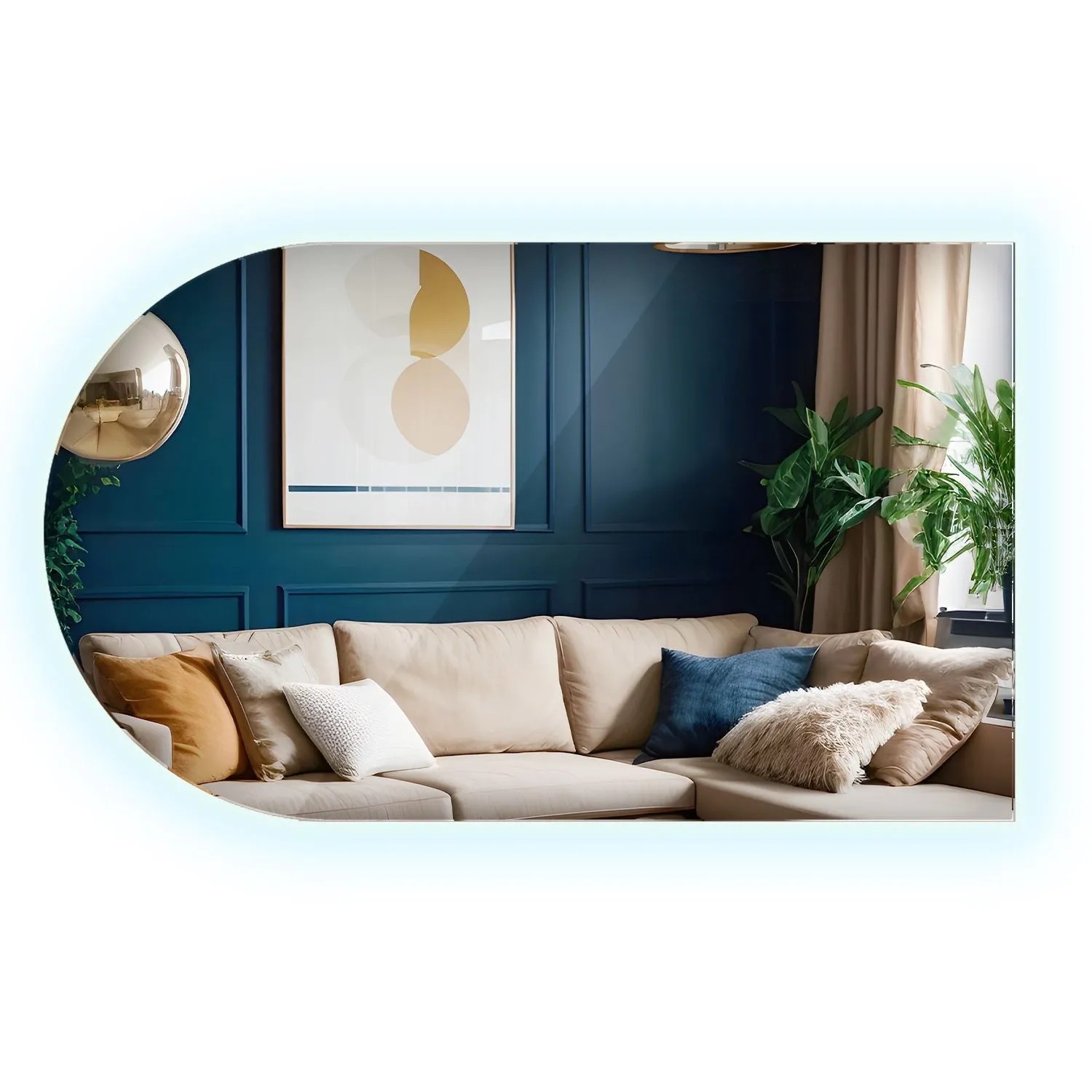 Wallfluent Beleuchteter Spiegel 52x90 cm In Ovaler Form Mit Kaltweiß 6500K Für Badezimmer Und Wohnzimmer