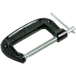 Schwarze C-Schraubzwinge 3 Zoll aus Gusseisen mit verzinkter Spindel für Spannwerkzeuge.