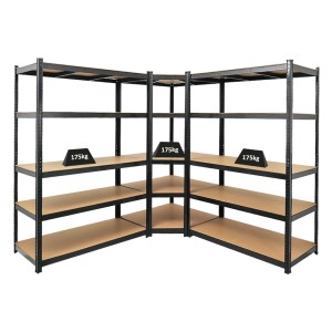 PROREGAL Mega Deal: Eckregal & 2 Schwerlastregale Taurus, 180x210x60 cm, schwarz. Ideal als Keller- oder Garagenregal.