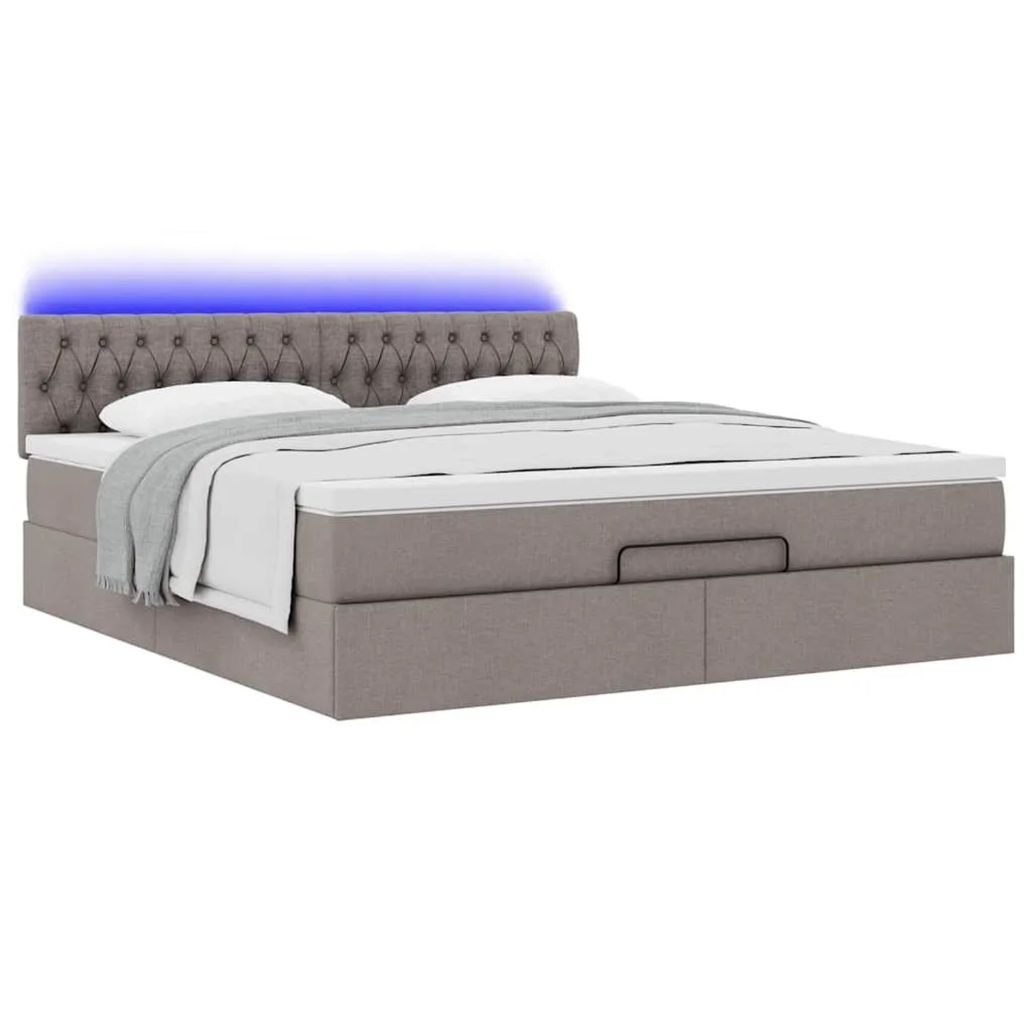 vidaXL Ottoman-Bett mit Matratze & LEDs Taupe 160x200 cm Stoff 3312406