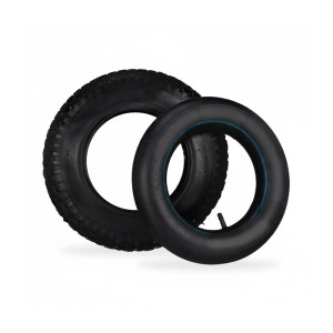 Relaxdays Sackkarrenreifen Set Gummi Schwarz mit Schlauch 36,5 cm ø x 7,5 cm