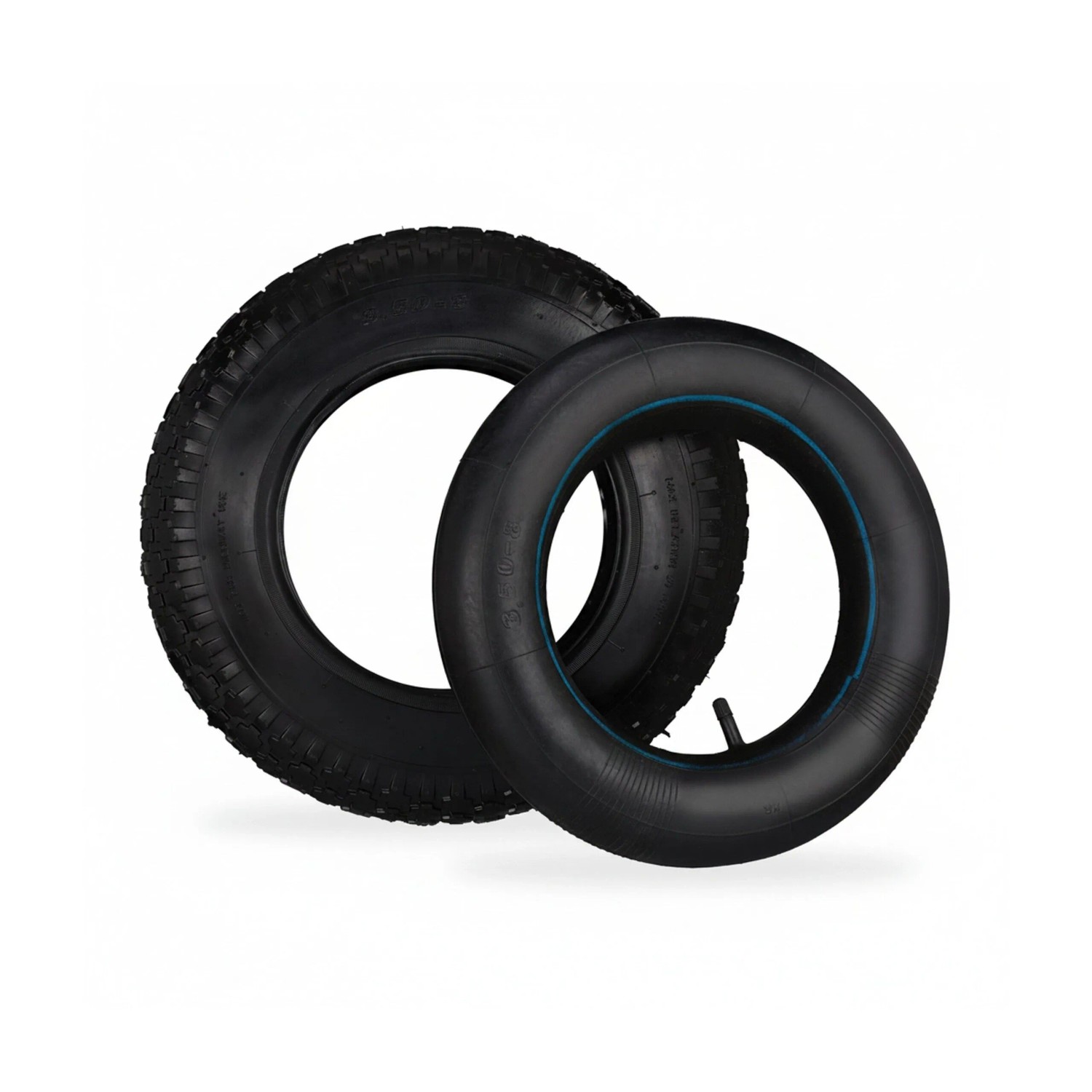 Relaxdays Sackkarrenreifen Set Gummi Schwarz mit Schlauch 36,5 cm ø x 7,5 cm