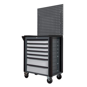 PROREGAL Werkstattwagen Cheetah Plus & Lochplatte 7 Schubladen HxBxT 168,5x75x47,5cm Anthrazitgrau/Silbergrau