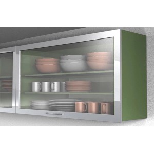 Küchenschrank mit Glasfront, befestigt mit Fischer Kippdübel Duotec und Rundhaken.