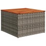 Grauer vidaXL Garten-Tisch aus Polyrattan mit Akazienholzplatte, Teil der 6-tlg. Sofagarnitur.
