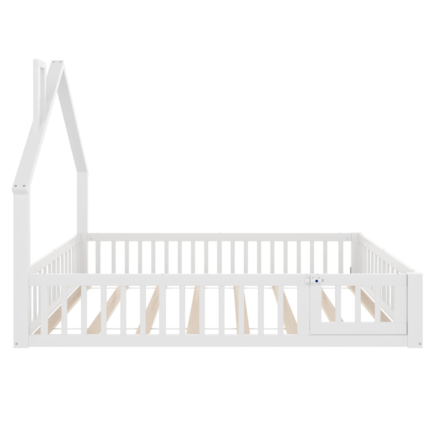 okwish Kinderbett 140×190 Hausbett mit Schornsteinform ohne Matratze