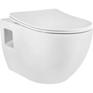 Weißes, spülrandloses baliv Wand WC-Set Rockport mit Soft-Close-Sitz.