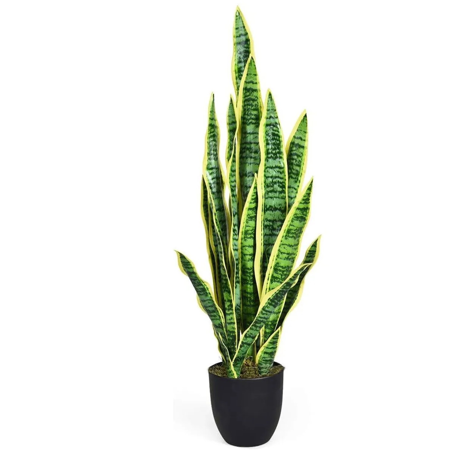 Costway Kunstpflanze mit Stabilem Topf & 20 Blättern Hellgrün 90 cm günstig online kaufen