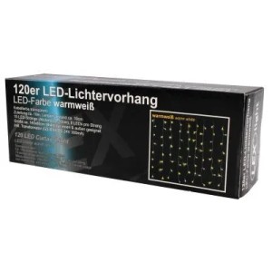 Lex 120er LED Lichtervorhang Lichterkette Außen Innen Weihnachtsbeleuchtung Warmweiß