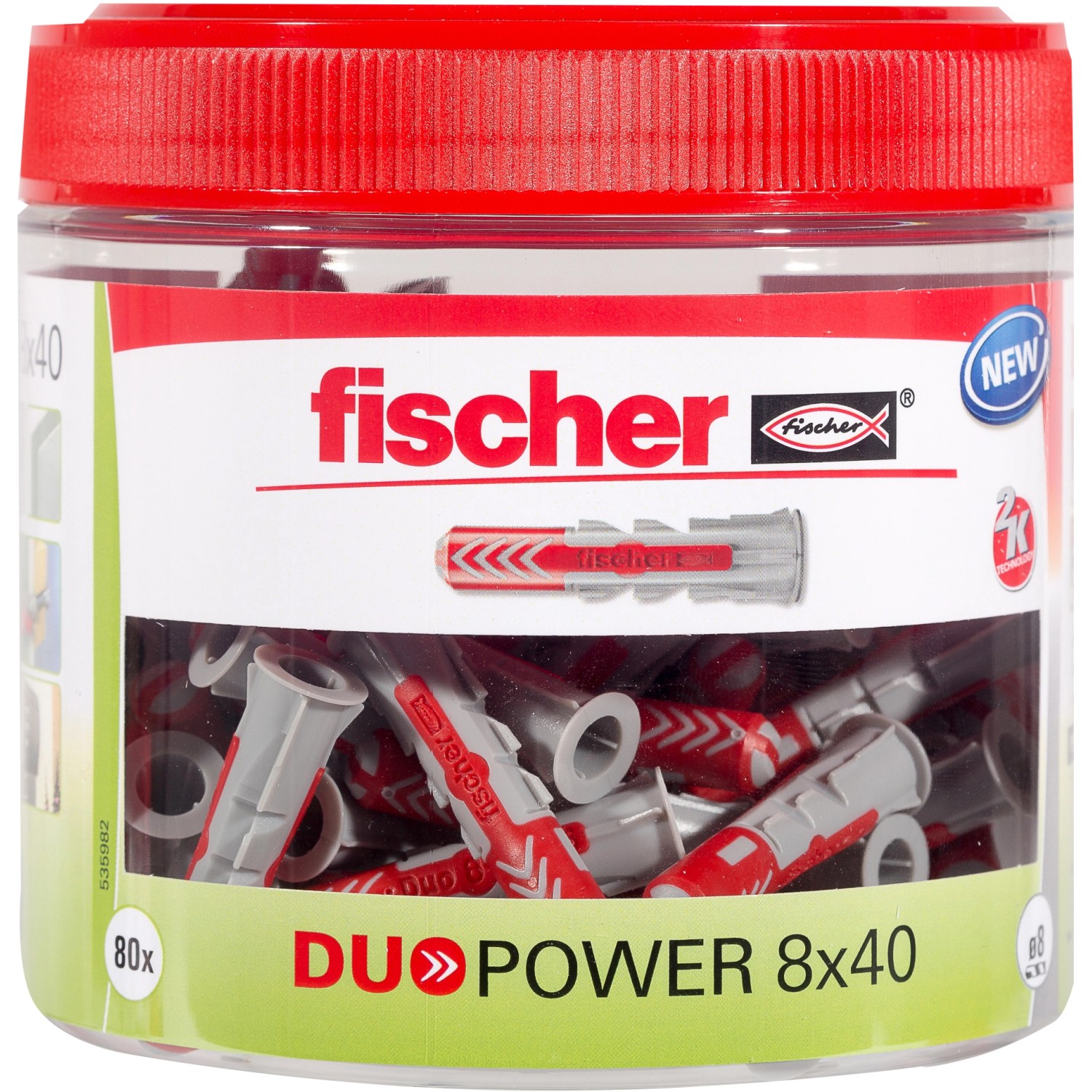 Fischer Dübel DuoPower Ø 8 mm x 40 mm Runddose 80-teilig