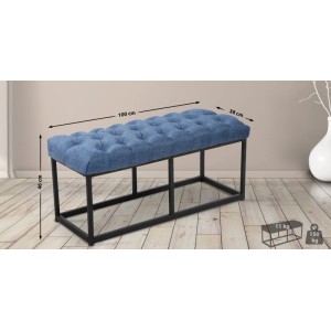 DELUKE Sitzbank MEXICO, blau, Stoff, gesteppt, schwarzes Metallgestell, 100x38x46cm. Ideal für Flur, Esszimmer.