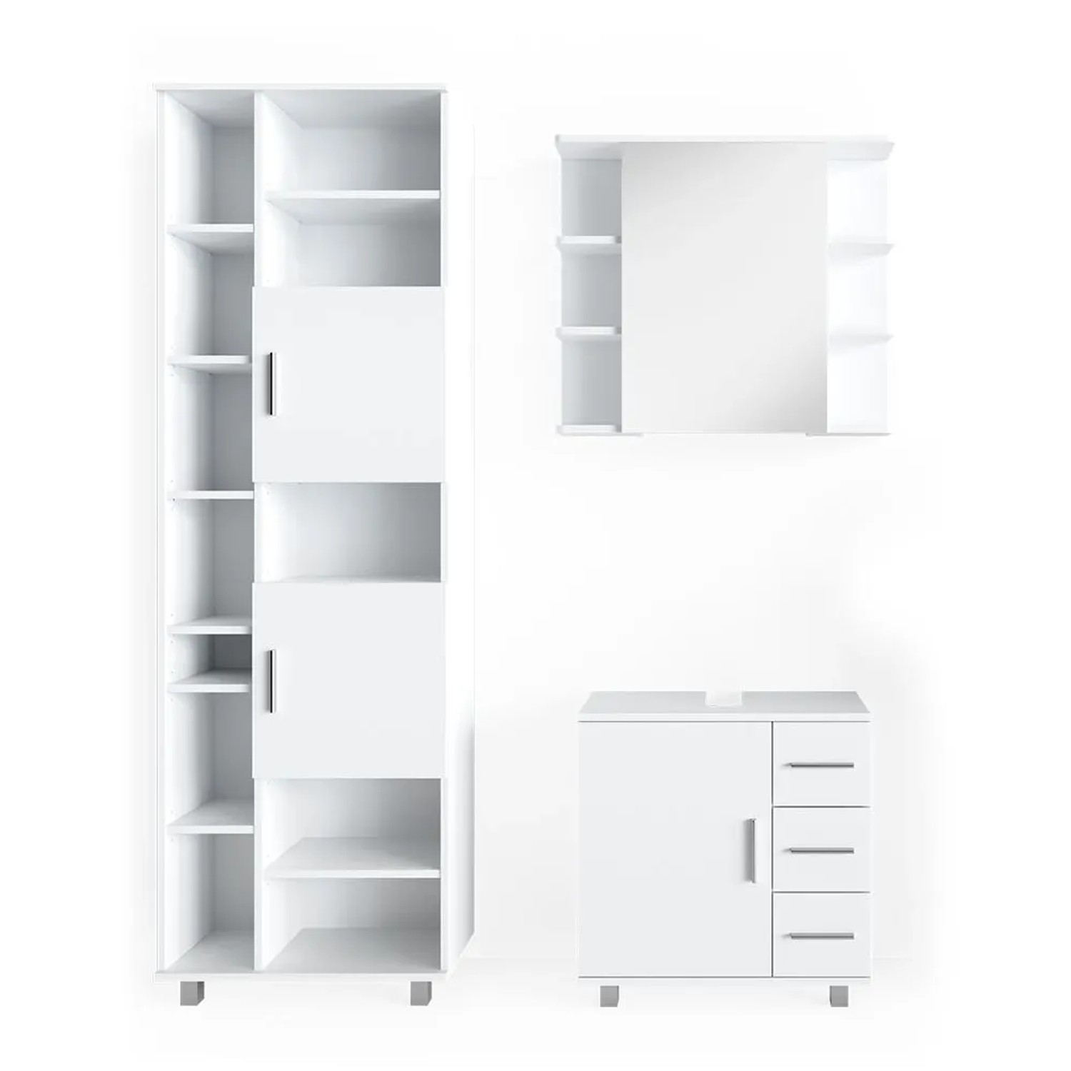Vicco Badmöbel-Set Ilias Weiß 60 x 61 3-teilig