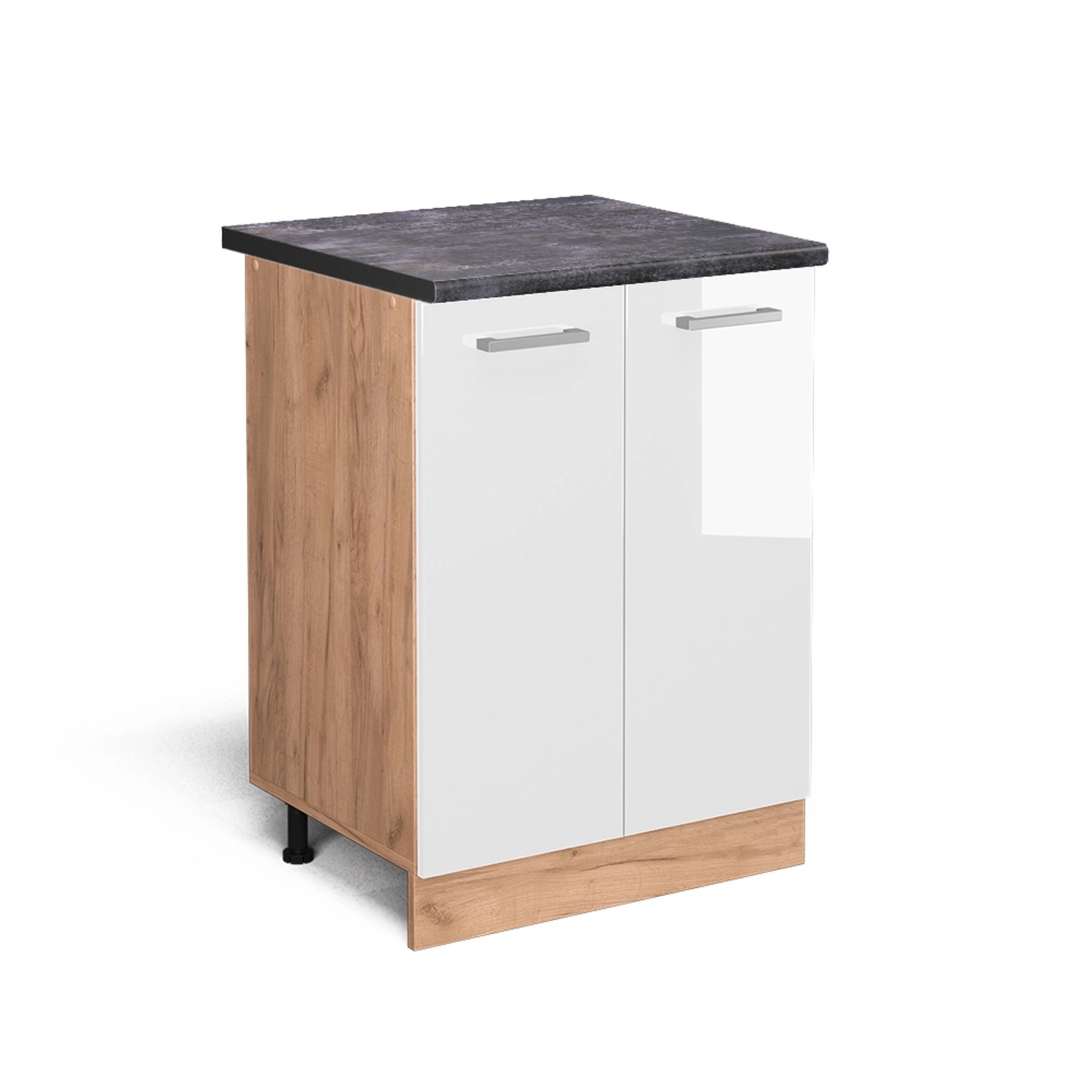 Vicco Küchenunterschrank R-Line Weiß Hochglanz/Goldkraft Eiche 60 cm AP Ant günstig online kaufen