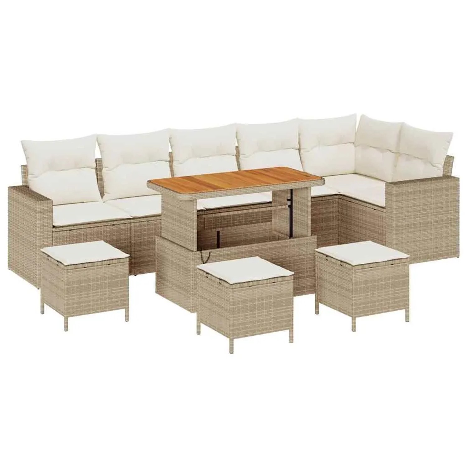 vidaXL Gartensofa-set mit Kissen 12-Tlg Beige und Creme Poly-Rattan 3363591 günstig online kaufen