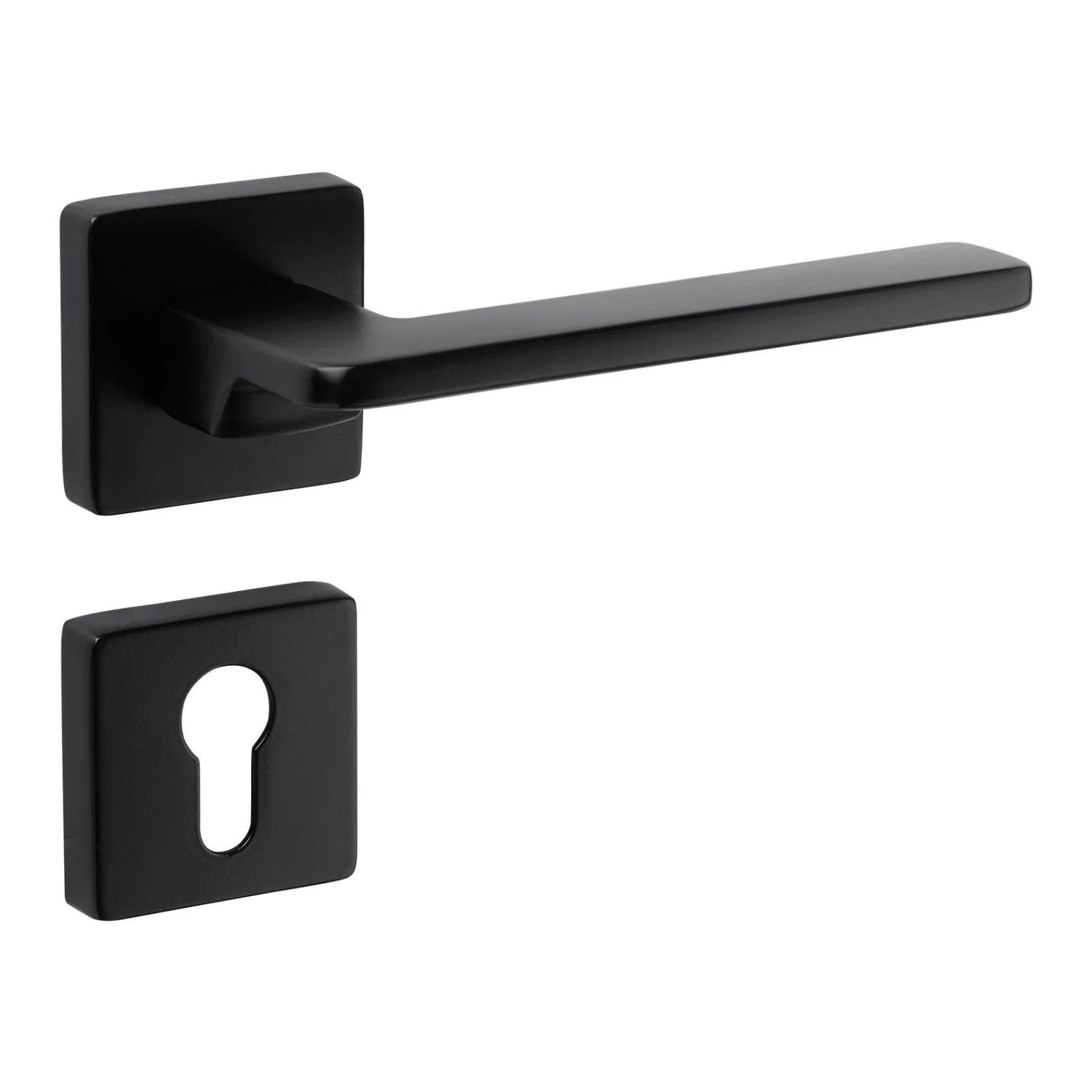 SOTECH Türdrücker ADAMO II Aluguss mit Rosetten für Profilzylinder PZ Schwarz Matt Garnitur inkl. Befestigungsmaterial