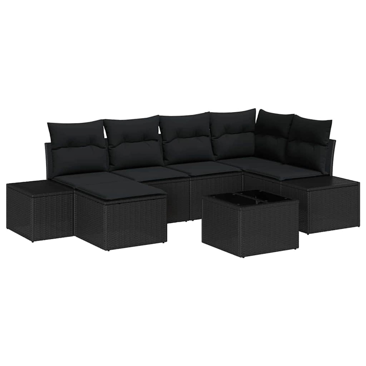 vidaXL Garten-Sofa-Set mit Kissen 7-Tlg Schwarz Poly Rattan 3347143 günstig online kaufen