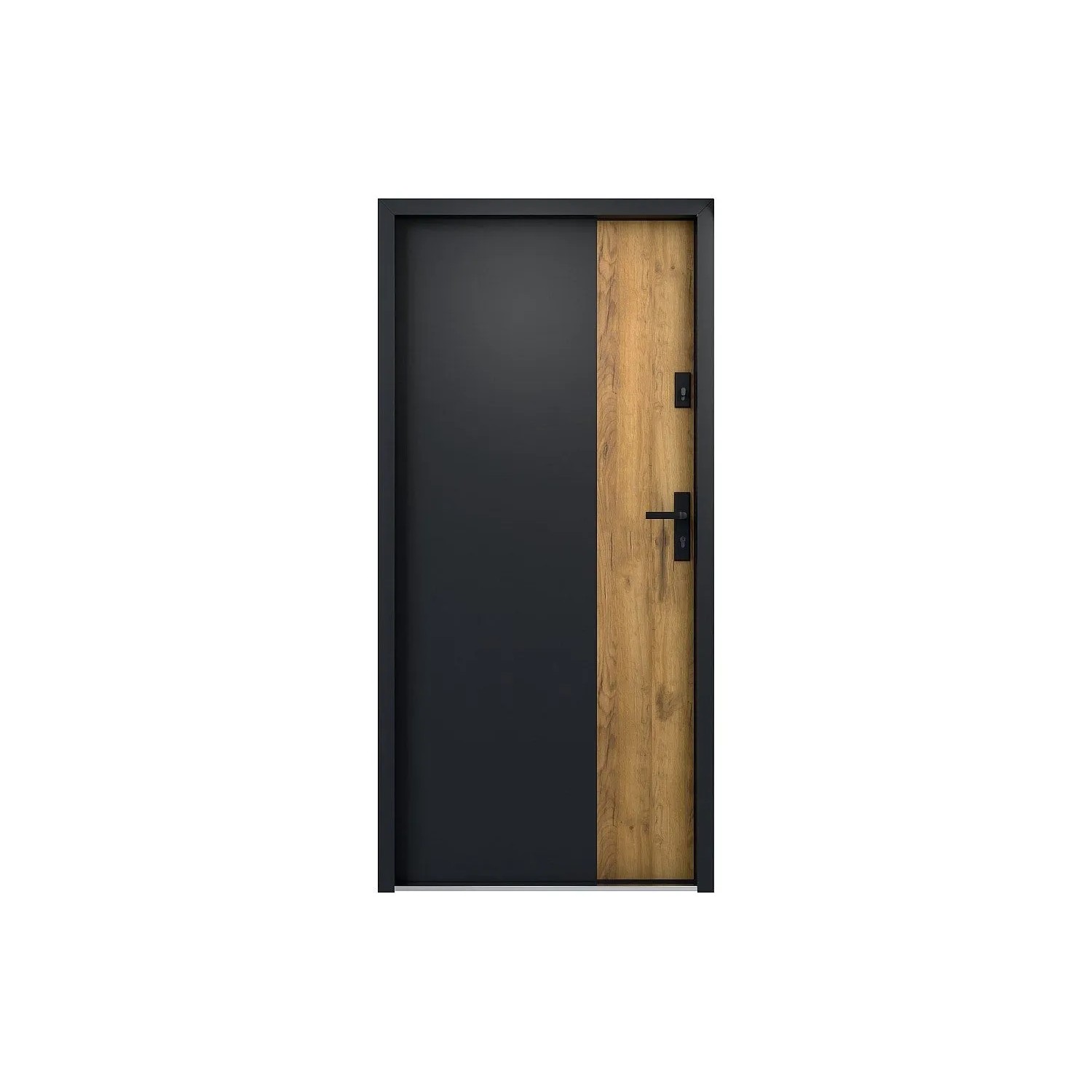 Vente-unique Haustür Mabena Anthrazitgrau  Naturfarben Hell 95 cm