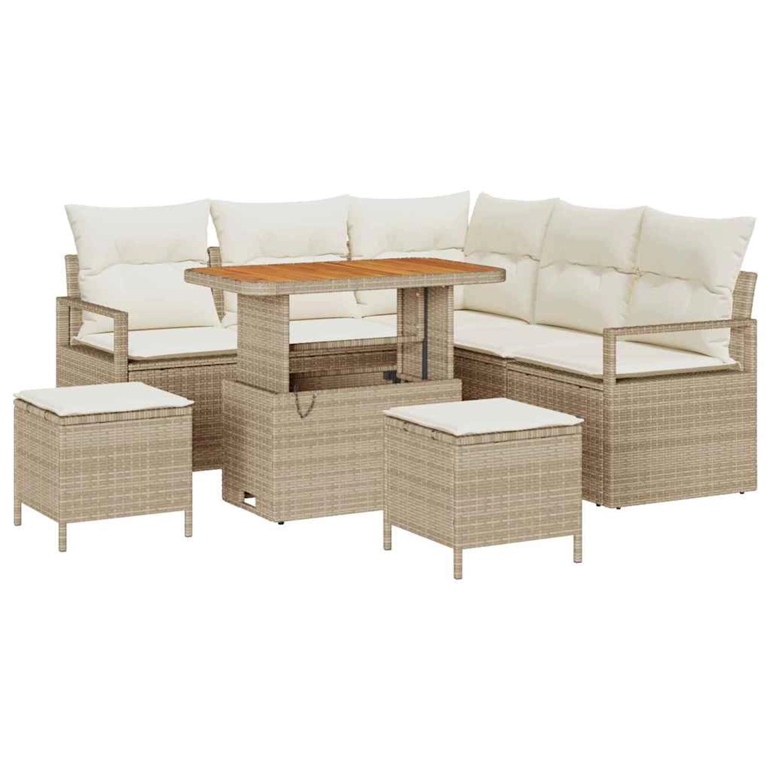 vidaXL Garten-Sofa-Set mit Kissen 8-Tlg Beige Poly Rattan 3362526 günstig online kaufen