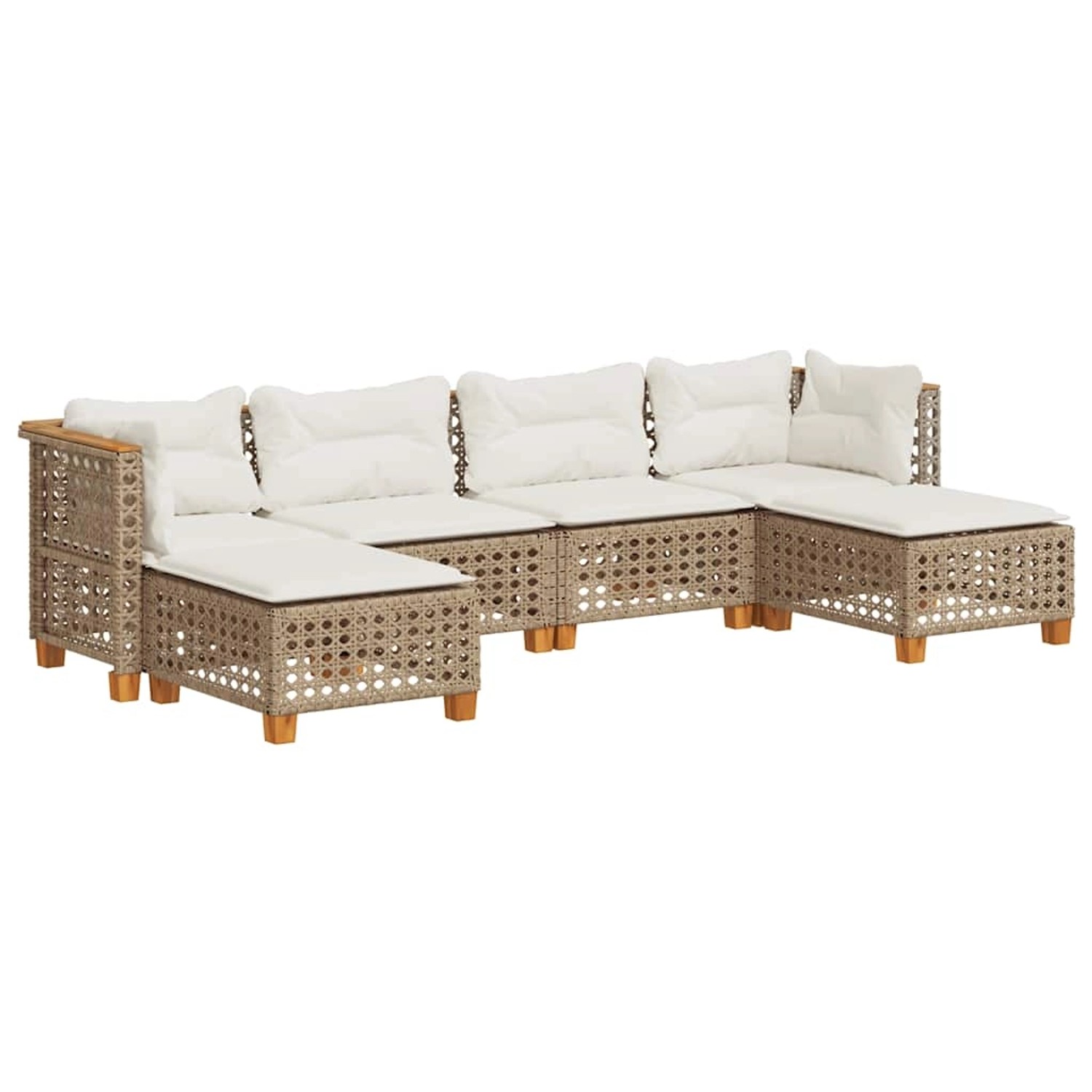 vidaXL 6-Tlg Garten-Sofagarnitur mit Kissen Beige Poly Rattan 3261952 günstig online kaufen
