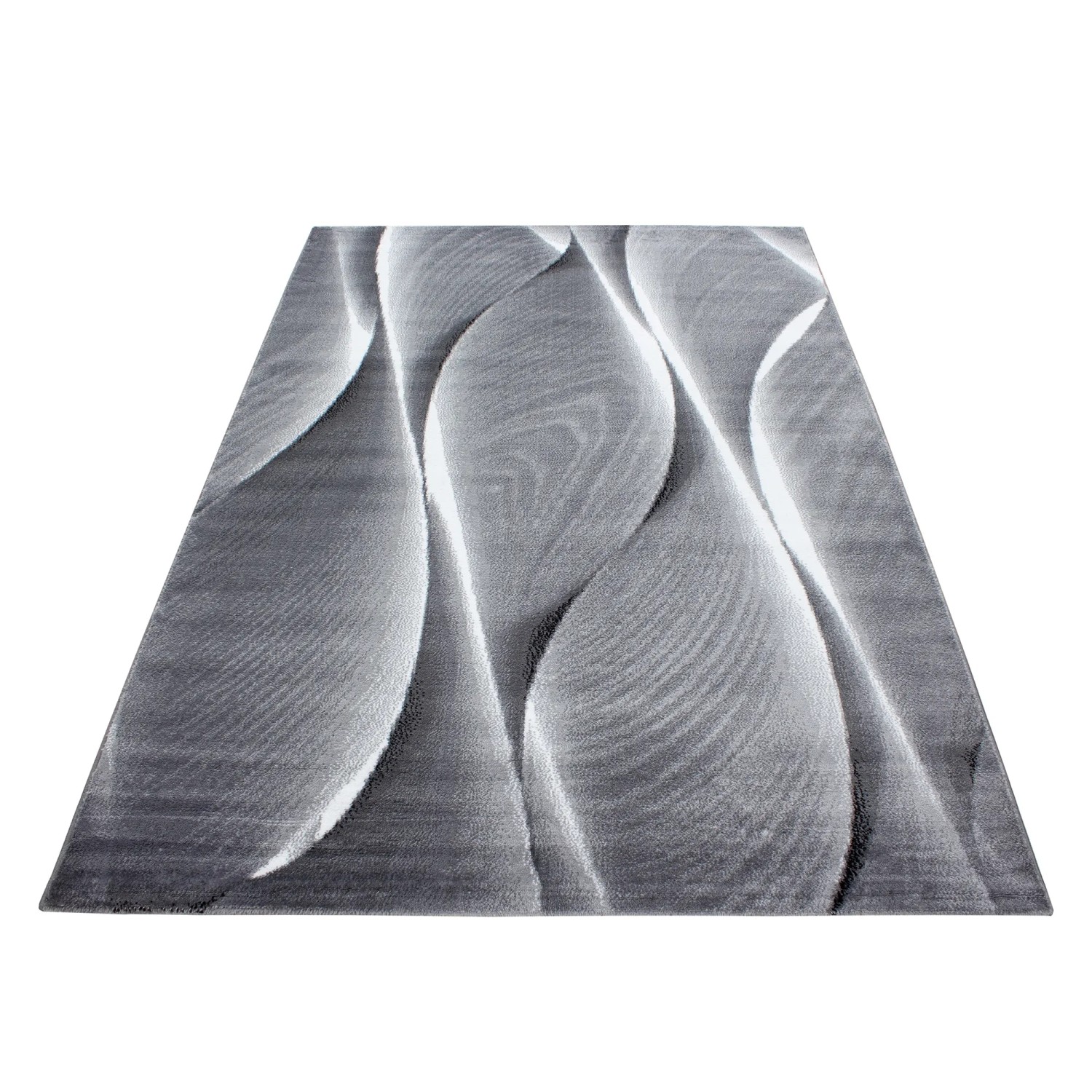 Ayyildiz Kurzflorteppich Parma 9310, schwarz, 240x340 cm mit modernem Wellenmuster.