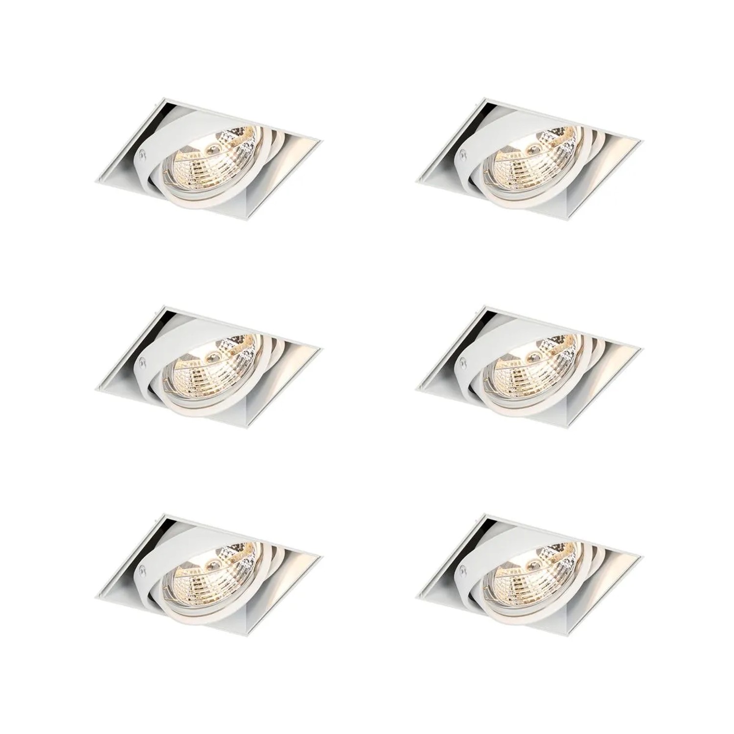 QAZQA Set mit 6 Einbaustrahlern Weiß GU10 AR70 Trimless Oneon