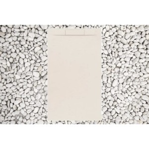 Beige Frascio Duschwanne 170x90 cm aus Kunstharz/Marmor, Steinoptik, mit Abdeckung.
