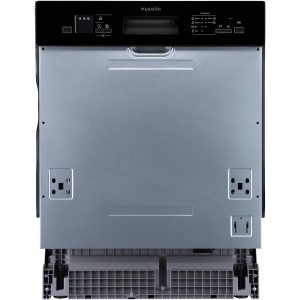 Teilintegrierter Wolkenstein Geschirrspüler WGSP14-6DTI mit Edelstahlfront und schwarzer Bedienblende.