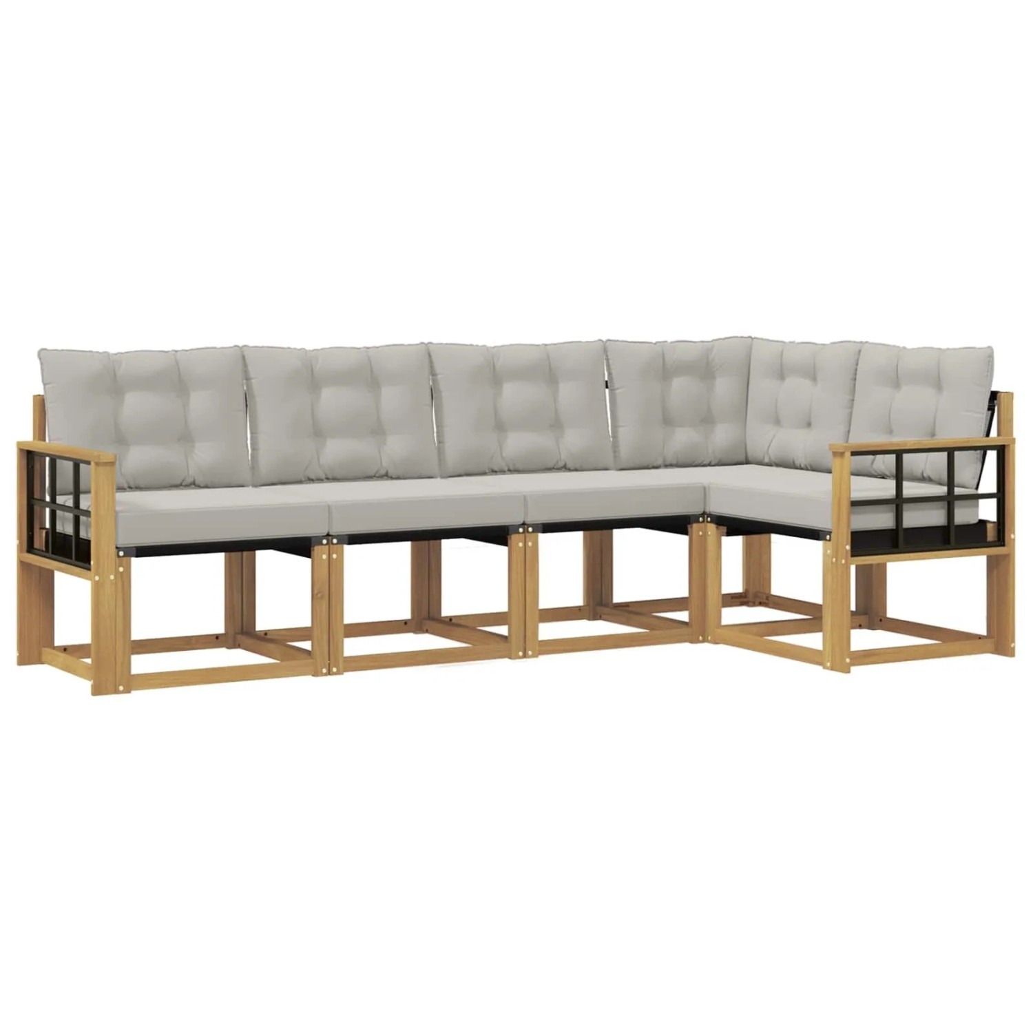 vidaXL Outdoor-Sofagarnitur mit Kissen 5-Tlg Weiß und Hellgrau 3389481