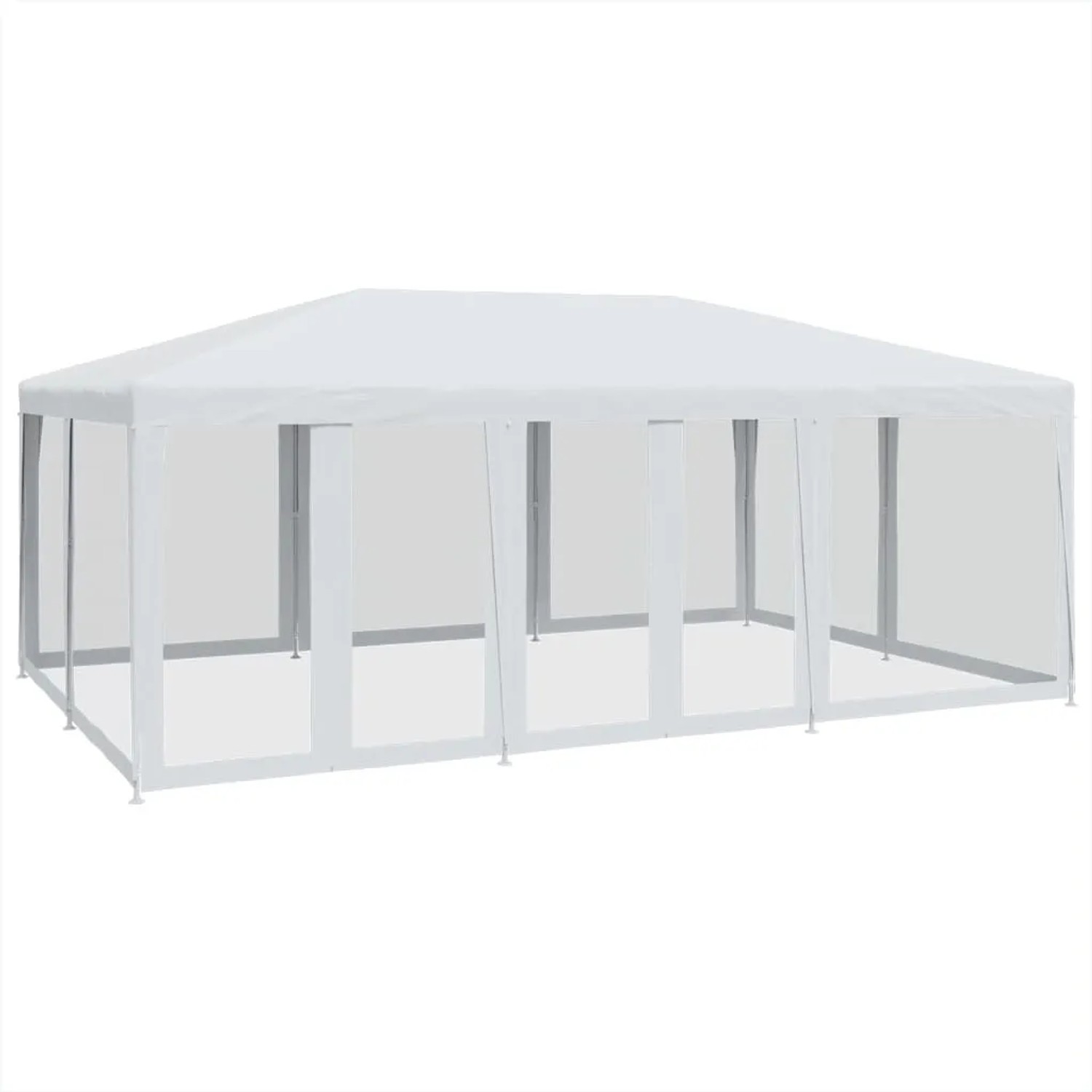 vidaXL Partyzelt mit 10 Mesh-Seitenteilen Weiß 6x4 m HDPE 4010066