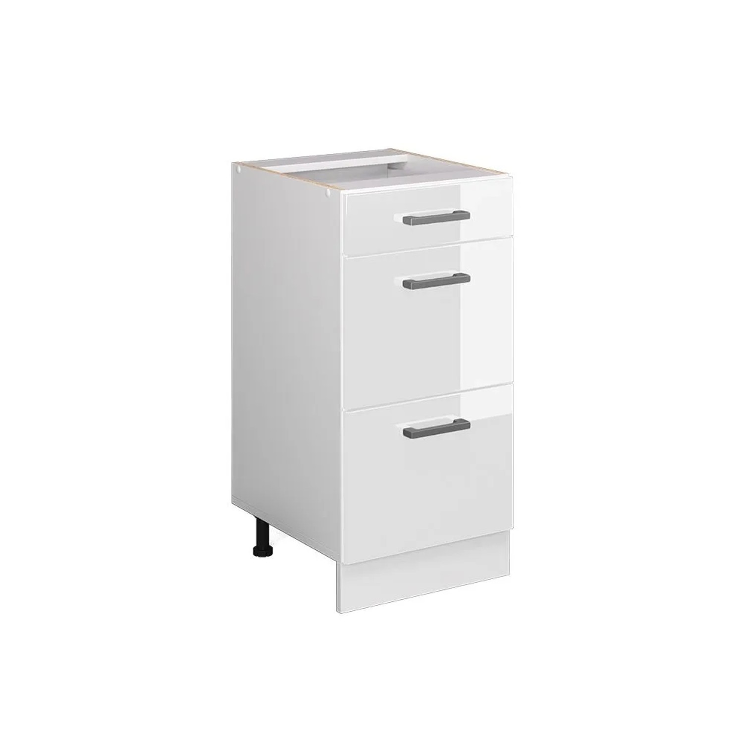 Vicco Küchenunterschrank R-Line Weiß Hochglanz Weiß 40 cm mit Schubladen ohne Arbeitsplatte