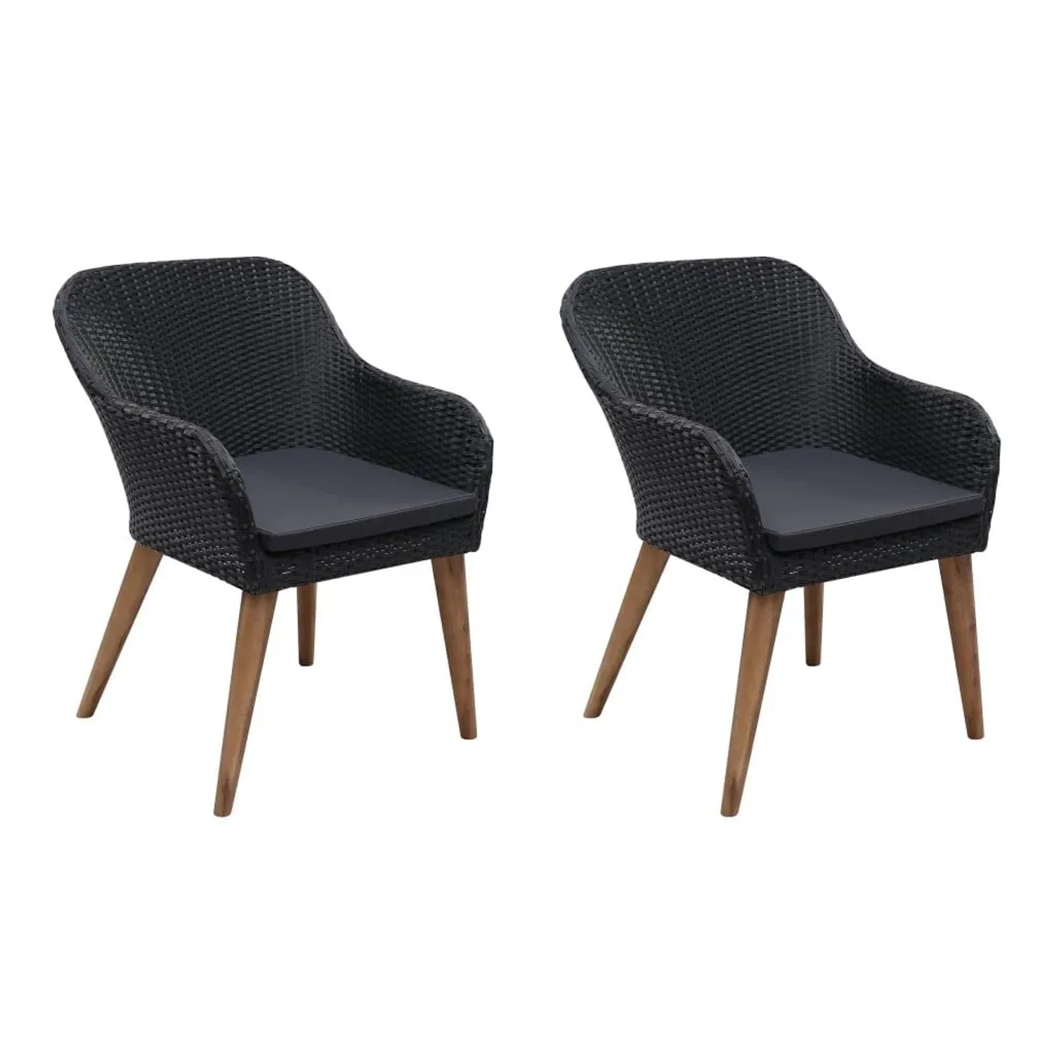 Furnicato Gartenstühle Mit Polstern 2 Stk Poly Rattan Schwarz