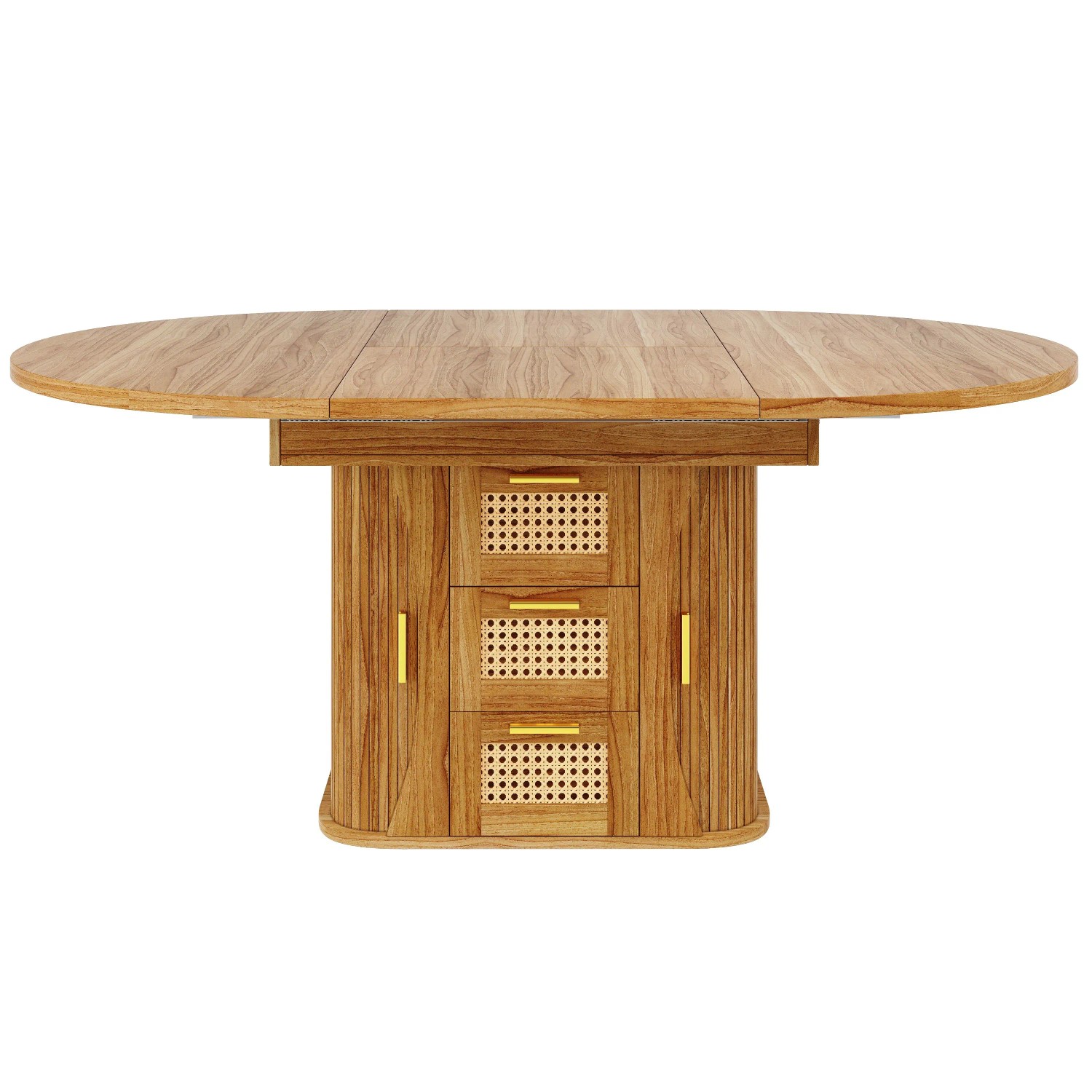 Merax Ausziehtisch 118x158 cm mit Stauraum Rattan Schublade