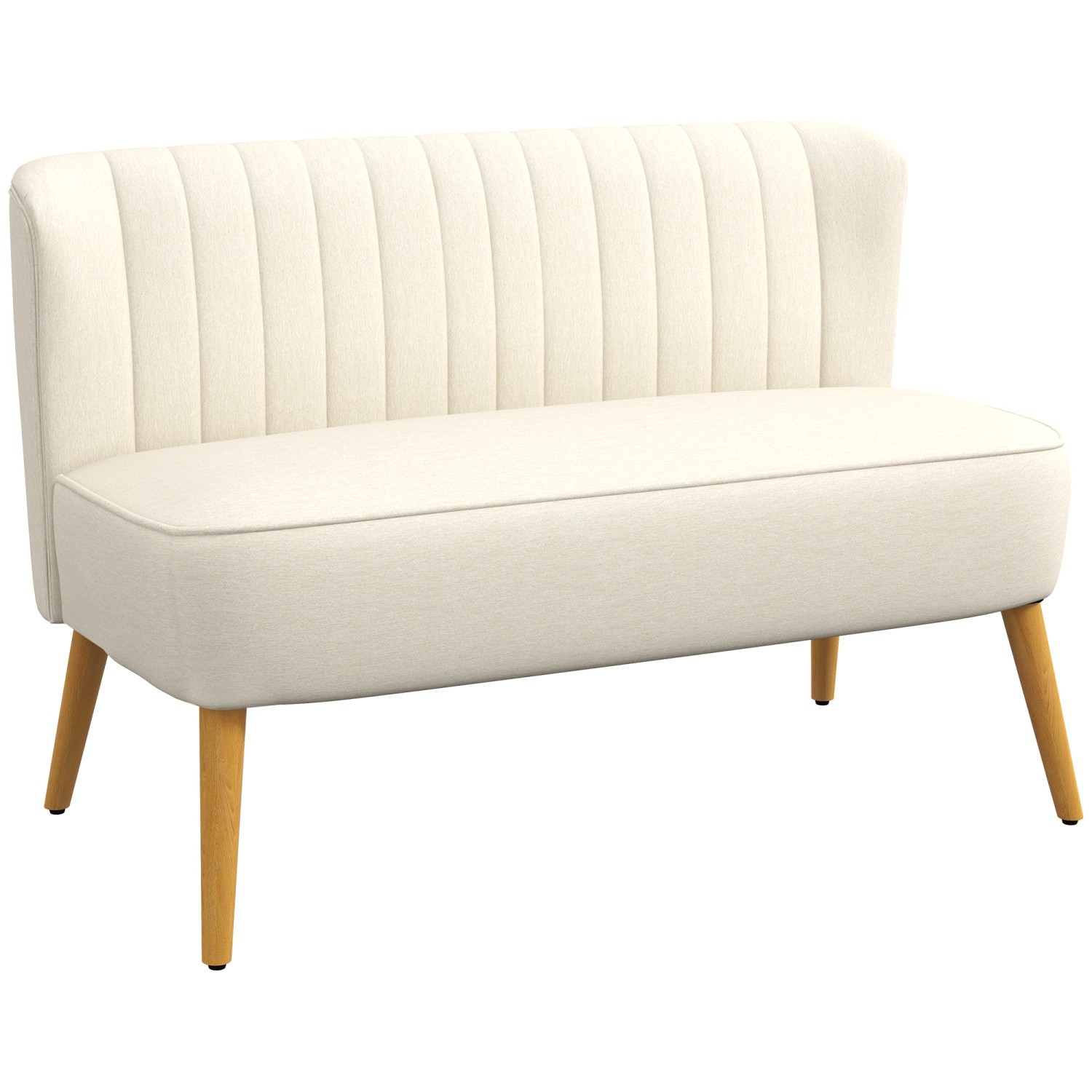 HOMCOM 2-Sitzer Zweisitzer, Loveseat mit Leinenoptik, Doppelsofa mit Holzbe günstig online kaufen