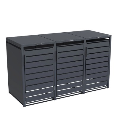 weka Metall-Mülltonnenbox Gary 3er, Metall, Anthrazit
