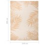 Gelber Outdoor-Teppich 140x200 cm mit Blattmuster für Terrasse und Balkon.