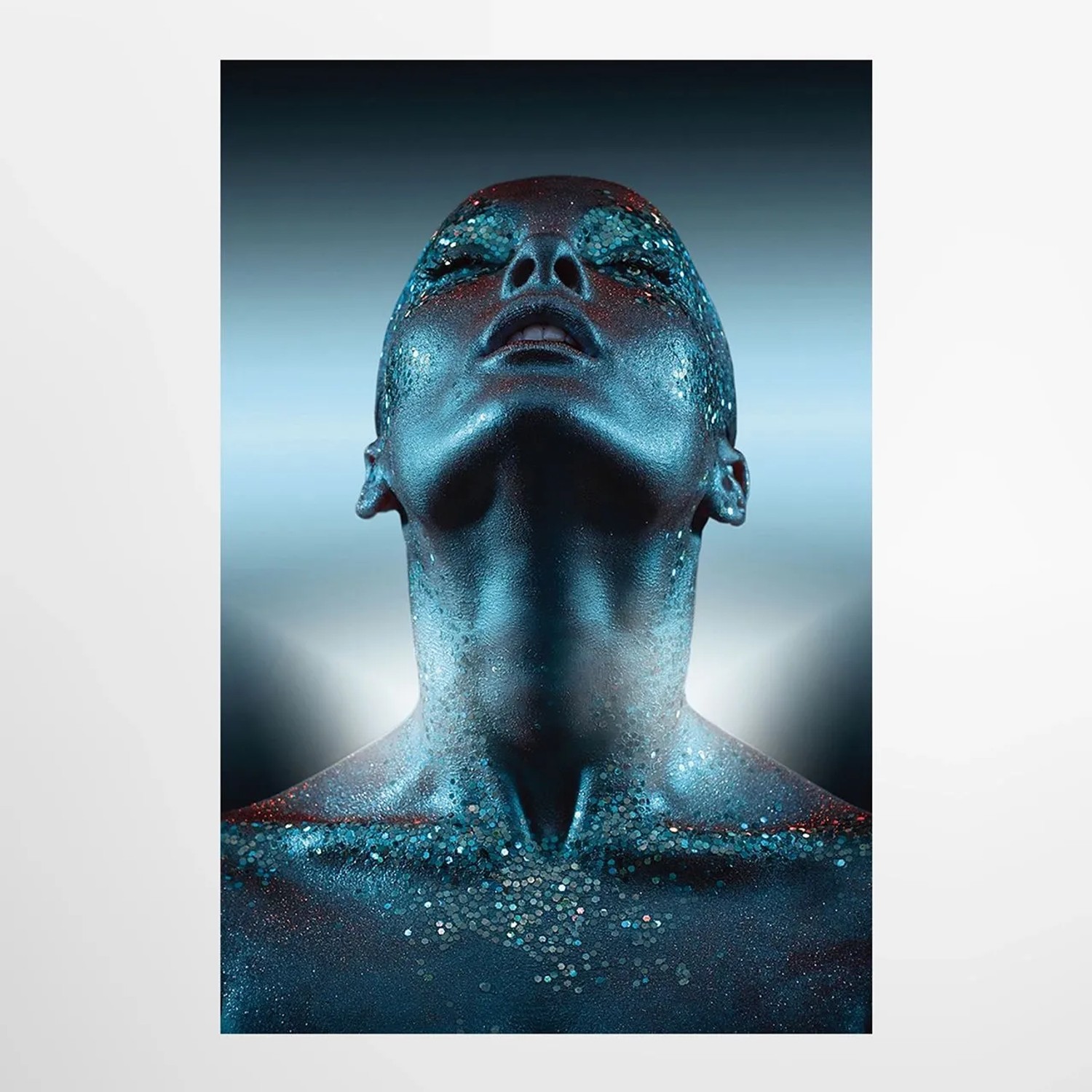 Art Universe Glasbilder Dame in Blau 80 x 120 cm