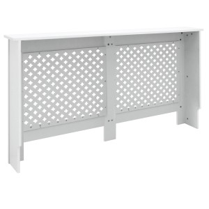 Weiße ECD Germany Heizkörperverkleidung mit Wabenmuster, 152x19x82 cm, aus lackiertem MDF.
