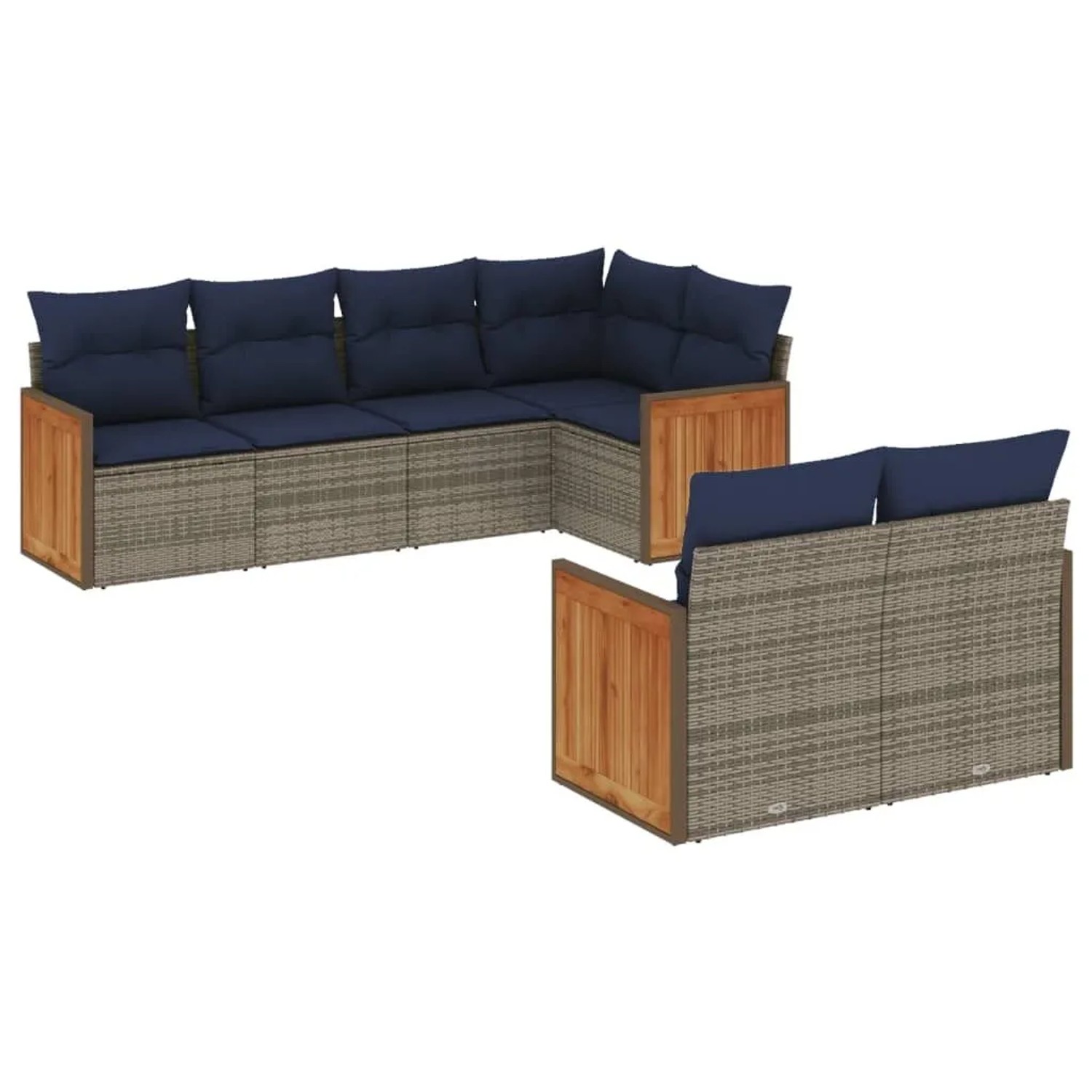 vidaXL 7-Tlg Gartensofa-Set mit Kissen Grau Polyrattan 3227825 günstig online kaufen