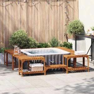 vidaXL Whirlpool-Umrandung Braun 230 x 230 cm Massivholz Akazie 3334764