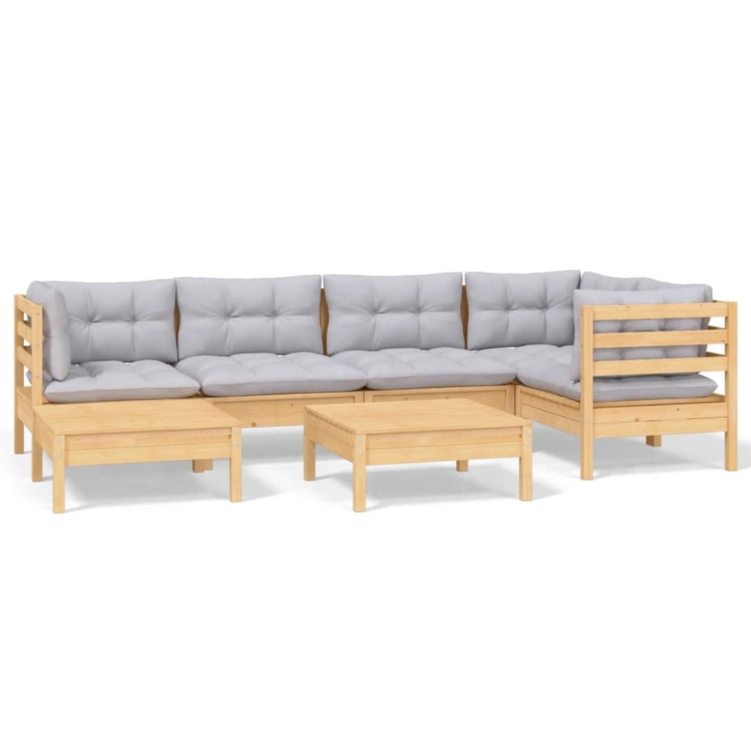 vidaXL 7-tlg Garten-Lounge-Set mit Grauen Kissen Kiefer Massivholz Modell 8 günstig online kaufen