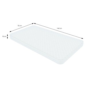 Weiße Kaltschaummatratze 70x140 cm für Kinderbett. Schadstoffgeprüft und für Allergiker geeignet.