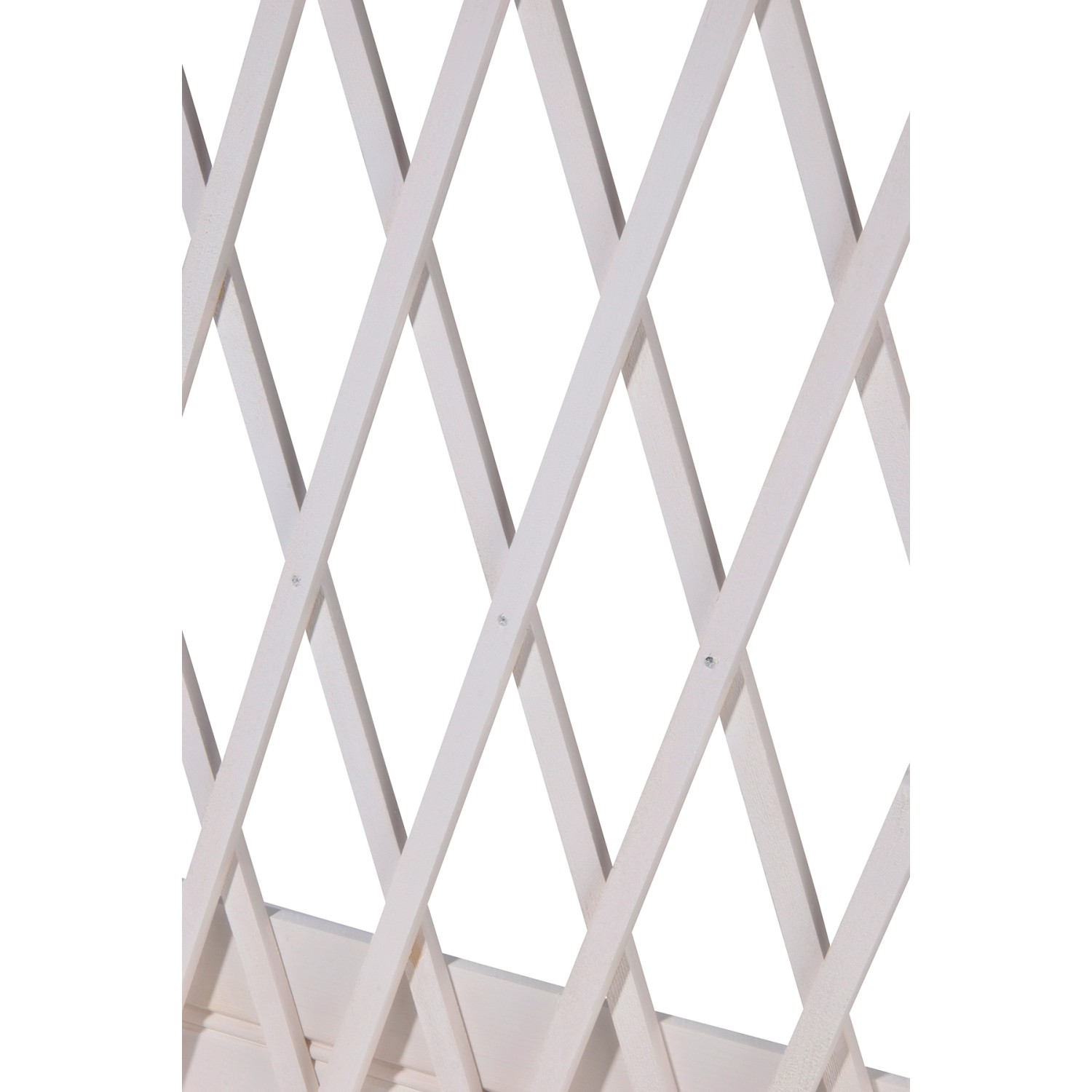 Detailansicht Rankhilfe des rollbaren Hochbeets von Dobar, weißes Holz.