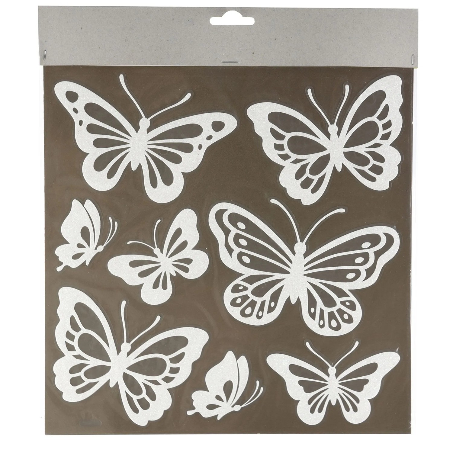 Glitzer-Sticker Schmetterlinge 24,8 cm x 24,5 cm Weiß